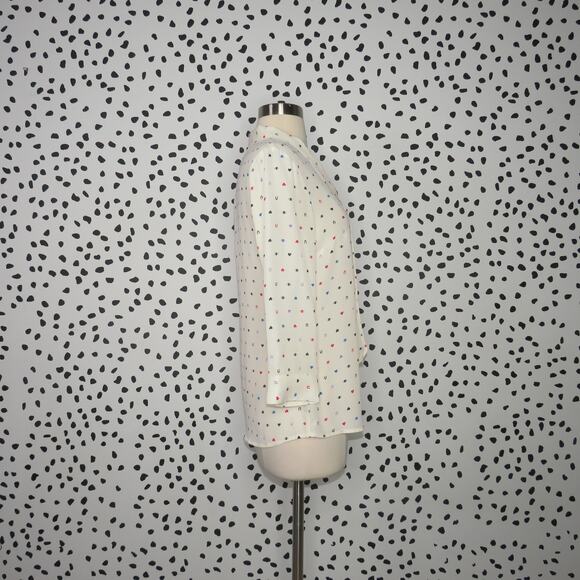 Modcloth Eye Love U Tie Neck Quirky Print 3/4 Sleeve Blouse - Picture 7 of 10